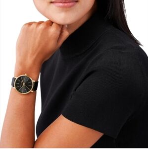 AUTHENTIC Michael Kors Black and Gold Minimalist Watch